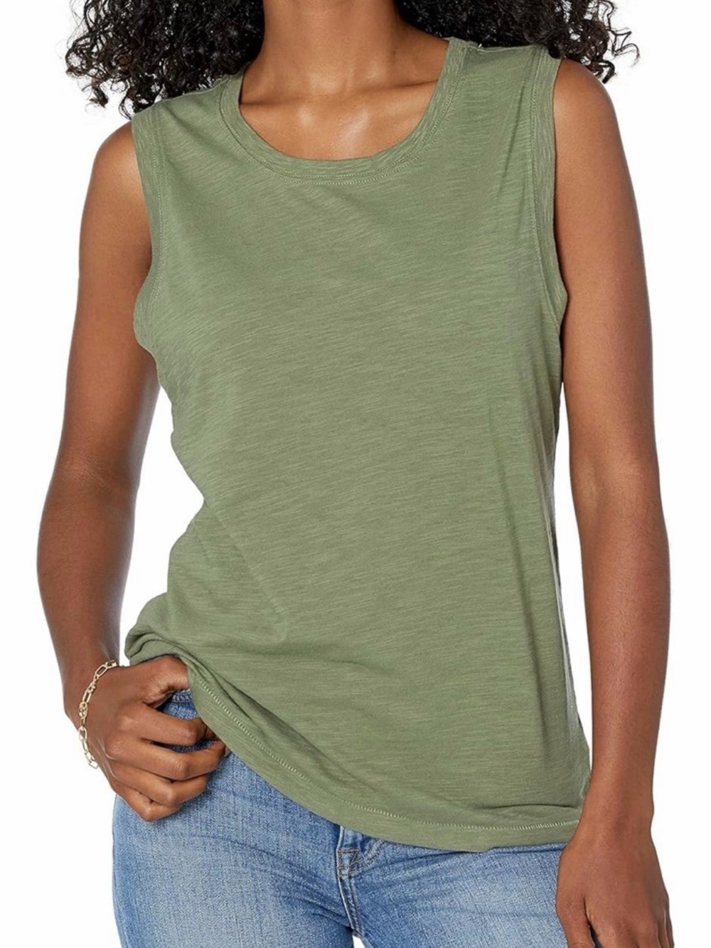 The Drop Women’s Nicole Crew-Neck Muscle Tank Top Olive. Size XS.NWT